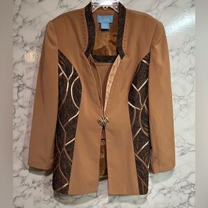 Faith Collection Women's Tan Embellished Blazer